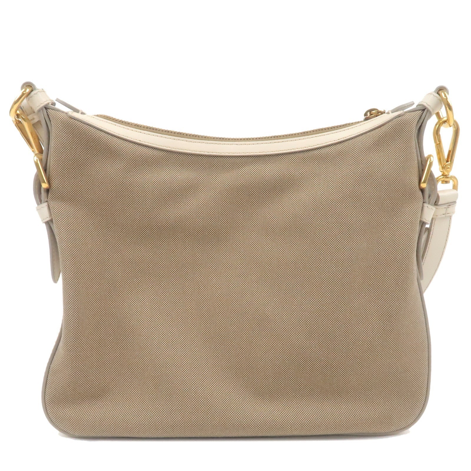 Prada Prada Logo Jacquard Leather Shoulder Bag Beige Ivory