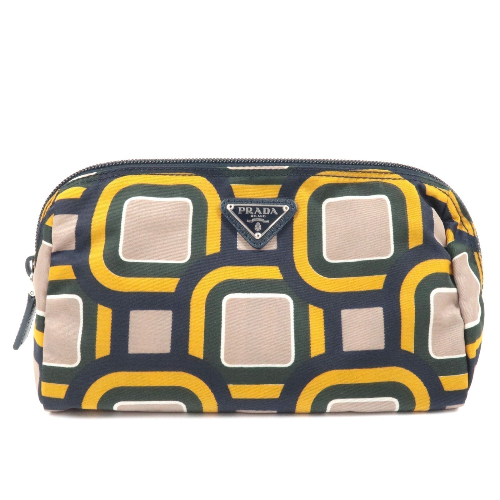 Prada Prada Logo Nylon Pouch Clutch Bag Multi Color