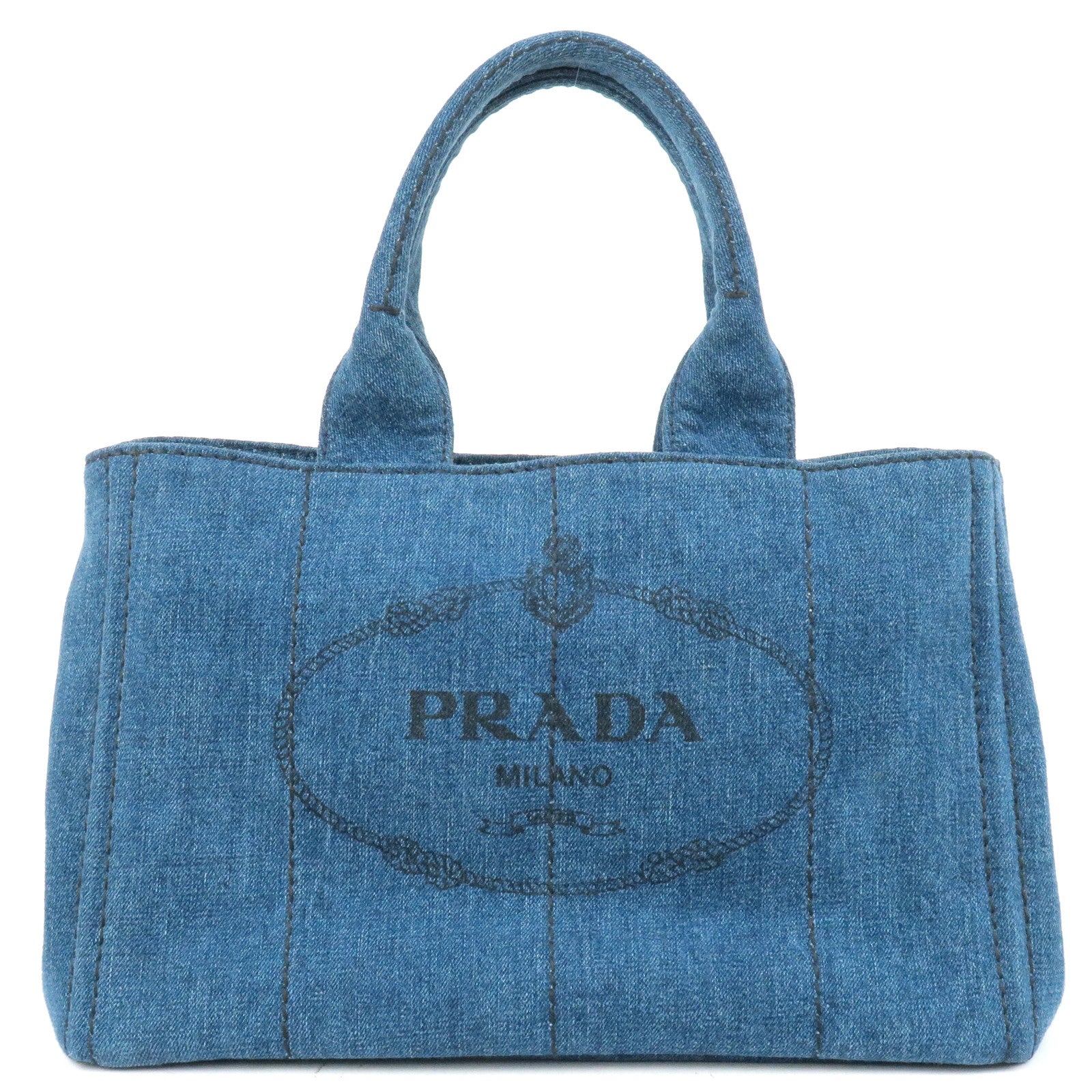 Prada Prada Logo Canapa Tote Bag Hand Bag Blue