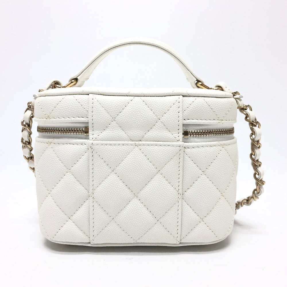 Chanel Caviar skin COCO Mark CC Vanity White Shoulder Bag