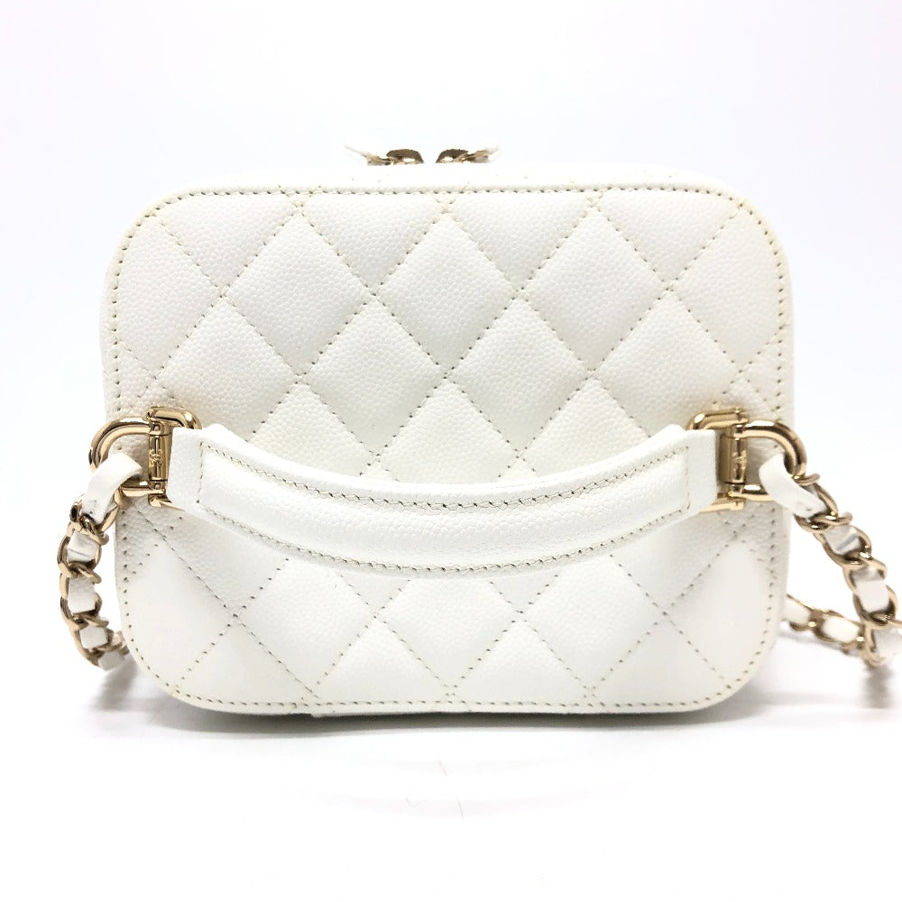 Chanel Caviar skin COCO Mark CC Vanity White Shoulder Bag
