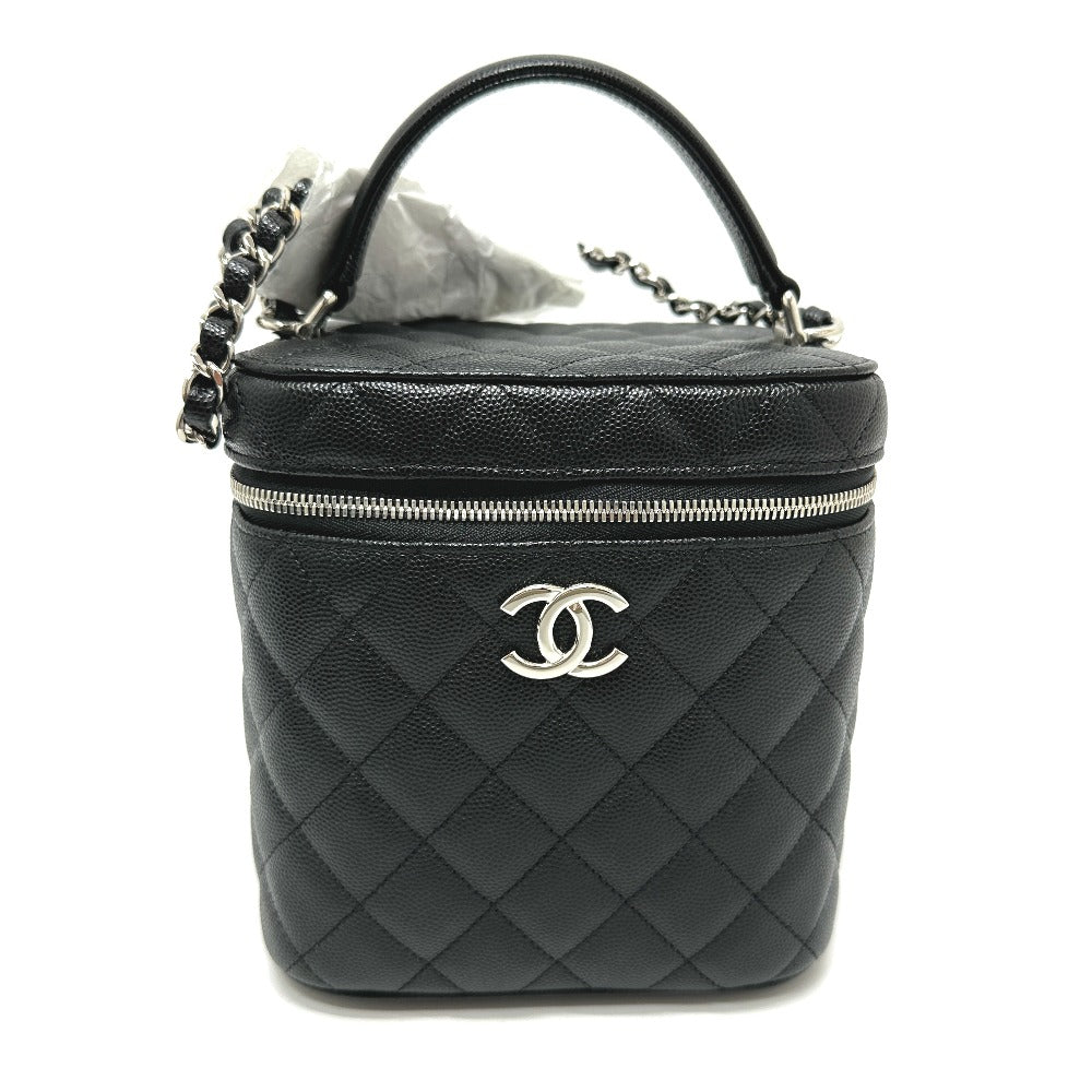 Chanel Vanity Caviar skin COCO Mark CC Black Handbag