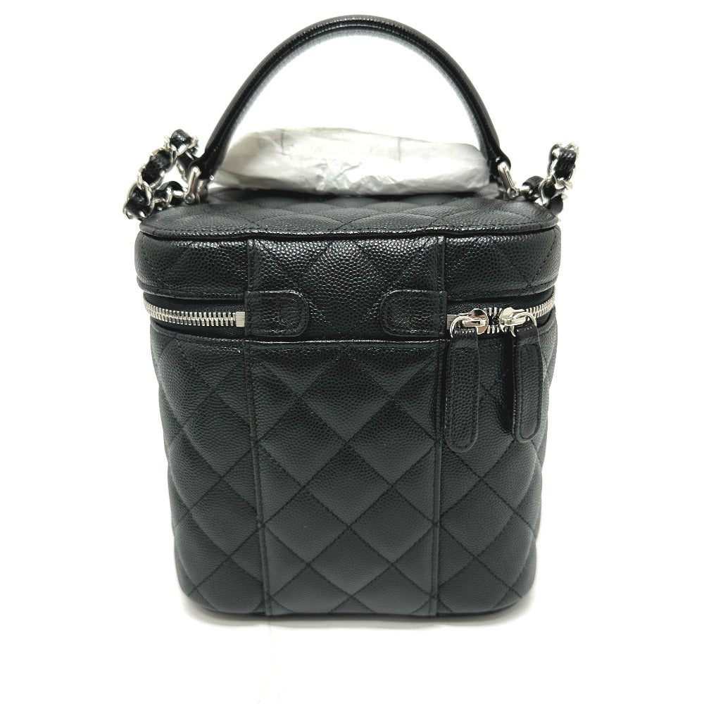 Chanel Vanity Caviar skin COCO Mark CC Black Handbag