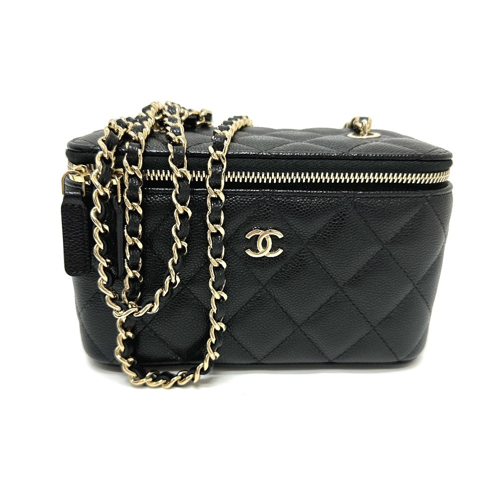 Chanel Caviar skin COCO Mark Matrasse Vanity Black Shoulder Bag