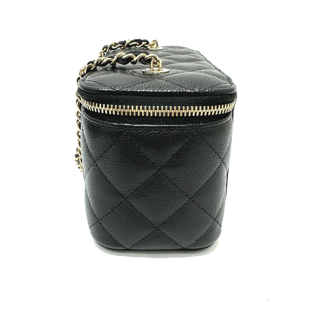 Chanel Caviar skin COCO Mark Matrasse Vanity Black Shoulder Bag