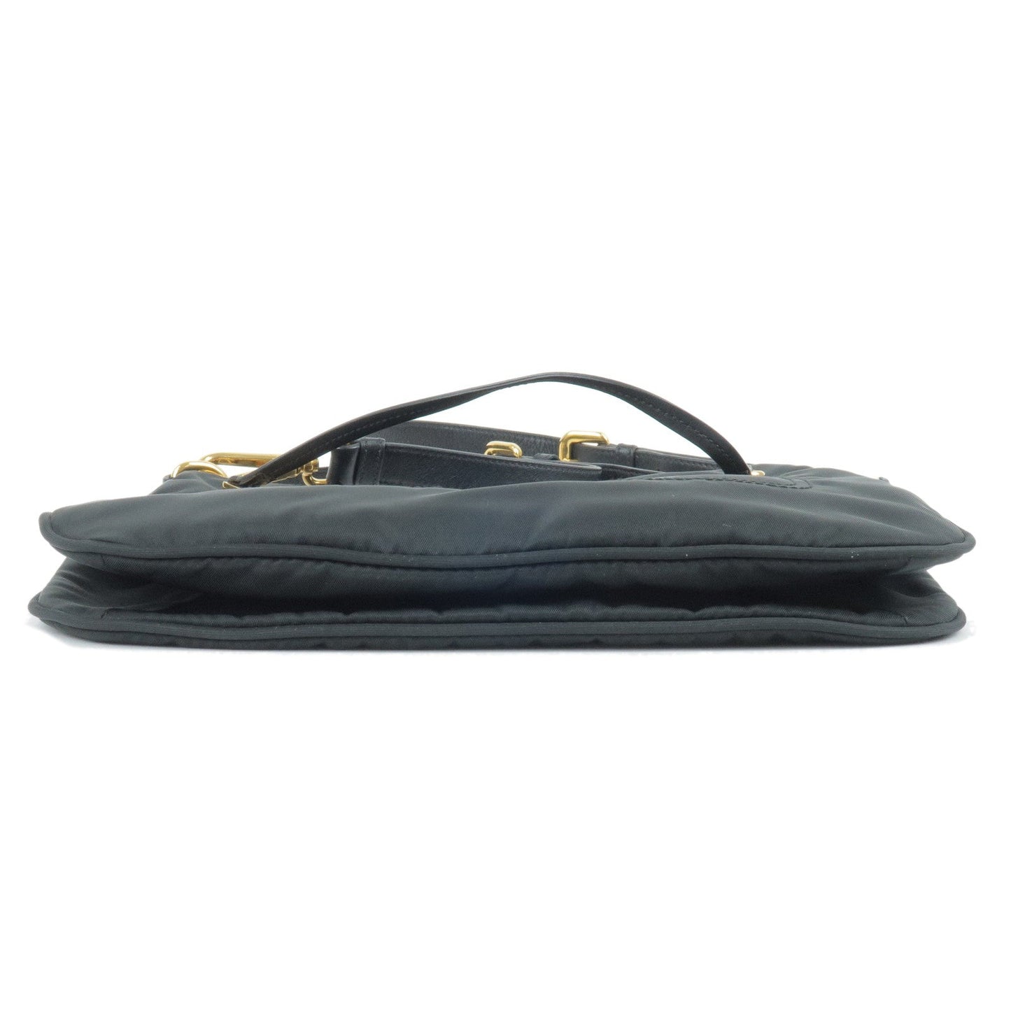 Prada Prada Logo Nylon Leather Shoulder Bag Nero Black