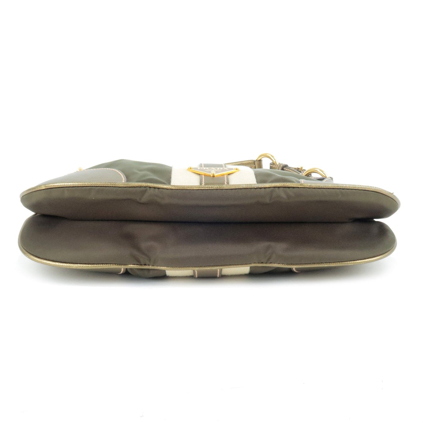 Prada Prada Logo Nylon Leather Shoulder Bag Khaki Bronze