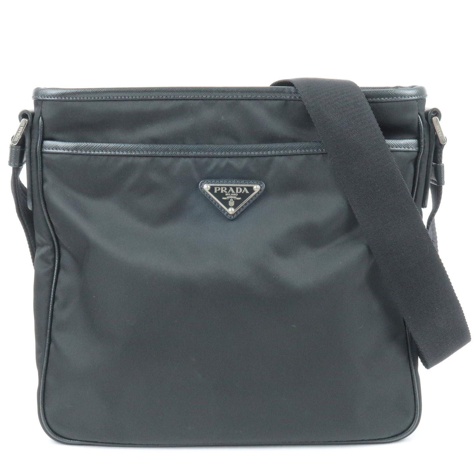 Prada Prada Logo Nylon Leather Shoulder Bag Nero Black 2Vh797 35700 4