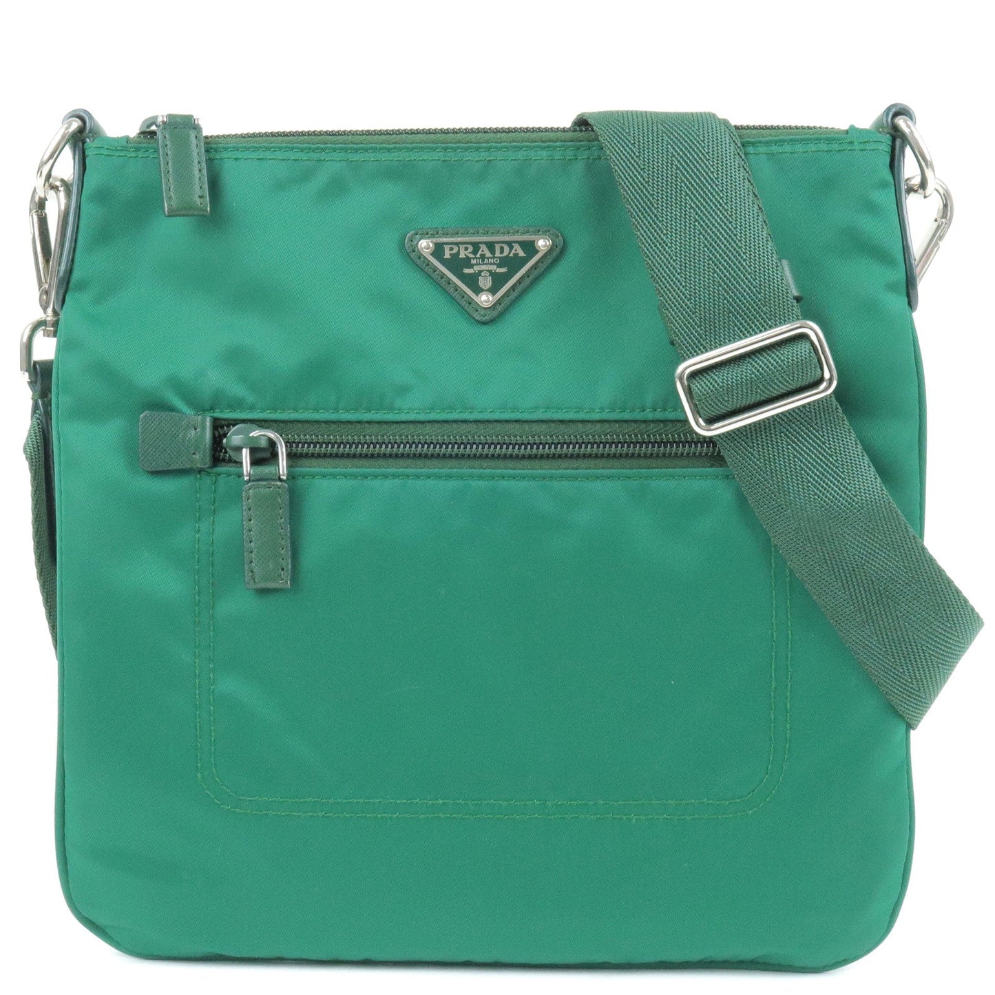 Prada Prada Logo Nylon Leather Shoulder Bag Oleandro Green