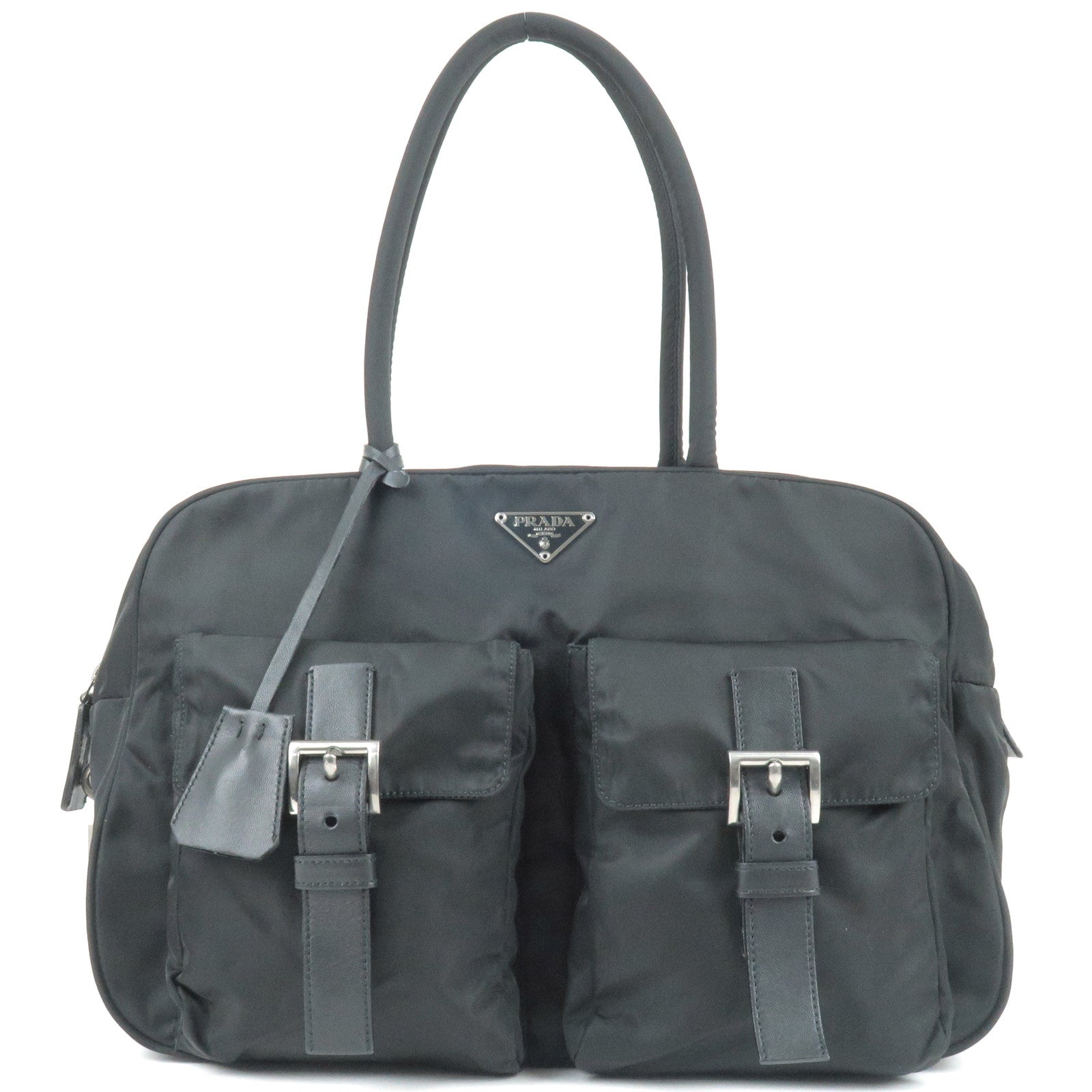 Prada Prada Logo Nylon Leather Hand Bag Black Nero Travel Bag Br0496 35727 9