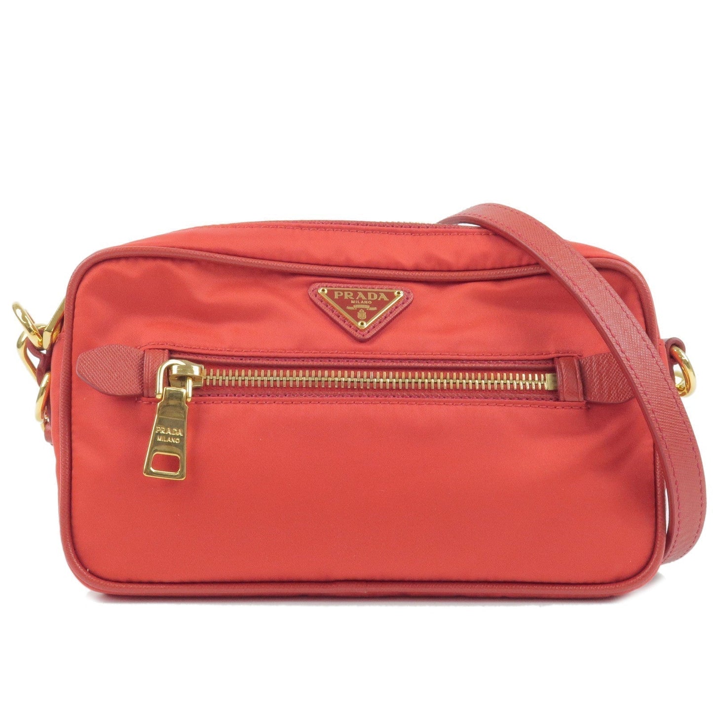 Prada Prada Logo Nylon Leather Shoulder Bag Rosso Red