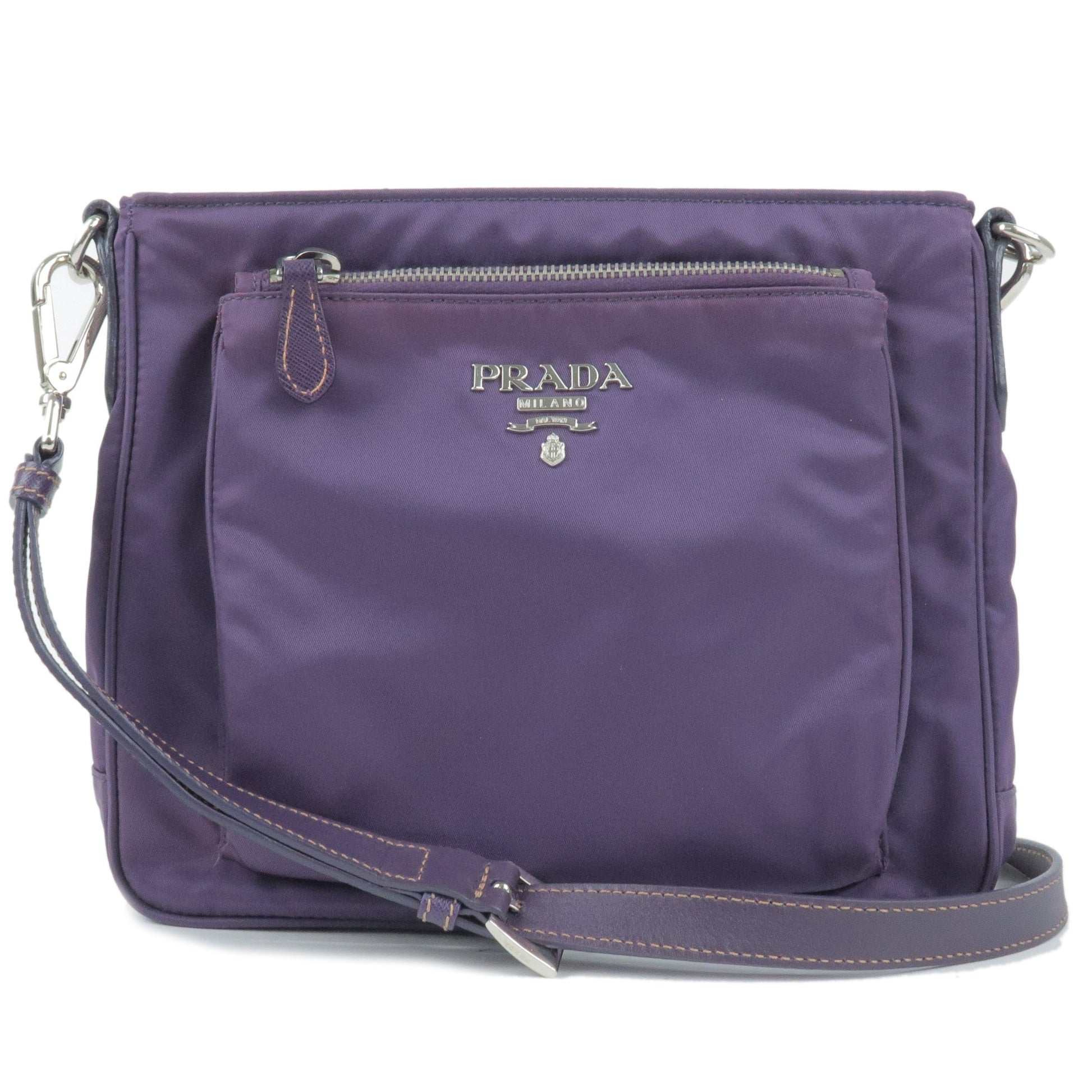 Prada Prada Logo Nylon Leather Shoulder Bag Viola Purple
