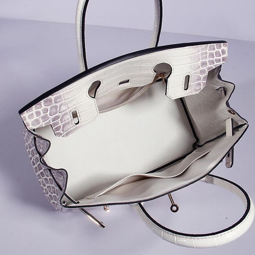 Hermes Luxury Birkin Cm Crocodile Bag With Strap Leather White Travel Bag