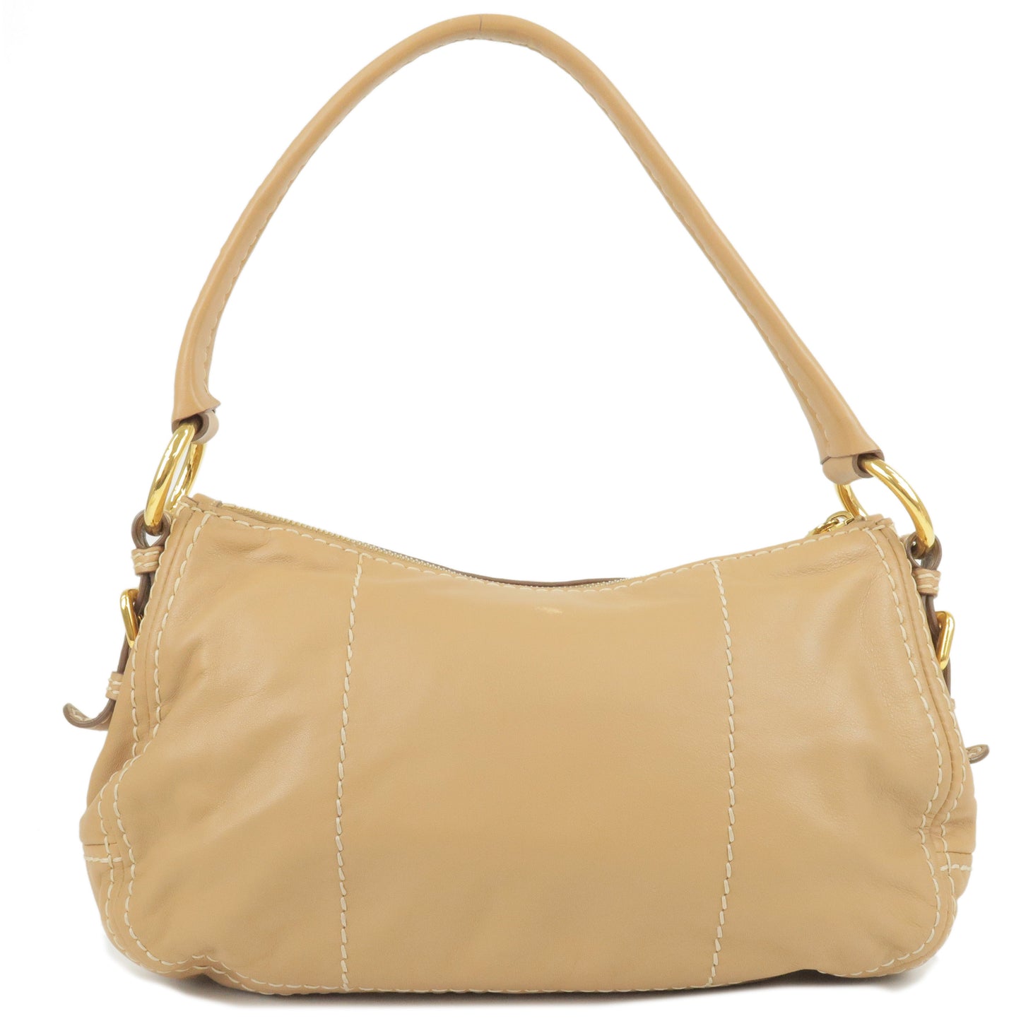 Prada Prada Logo Leather Shoulder Bag Hand Bag Beige