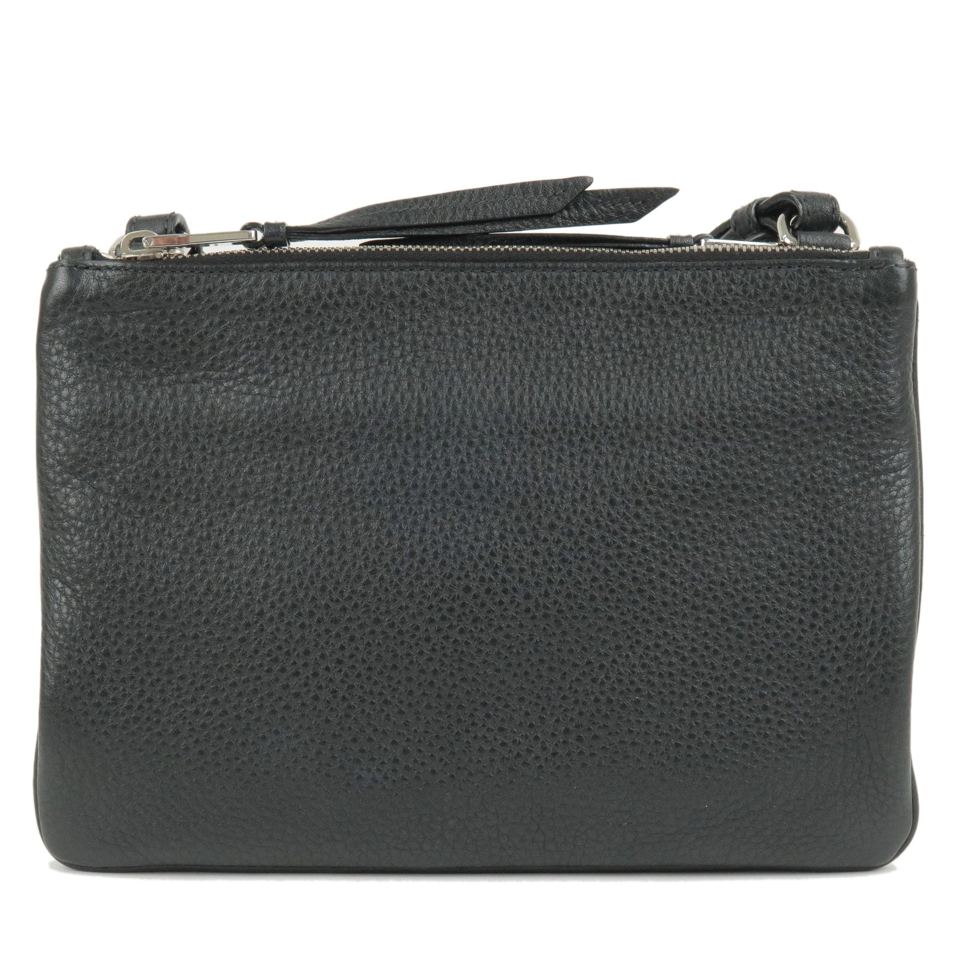 Prada Prada Logo Leather Shoulder Bag Silver Hardware Black