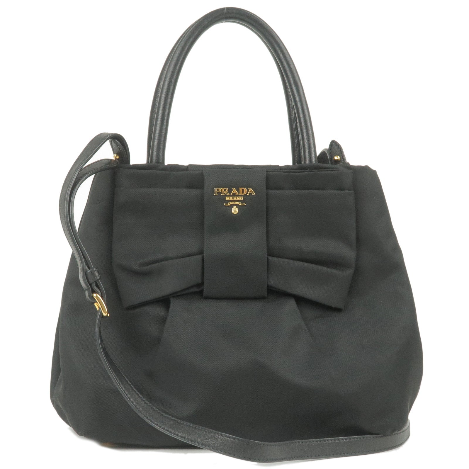 Prada Prada Logo Nylon Leather Ribbon 2Way Bag Nero Travel Bag