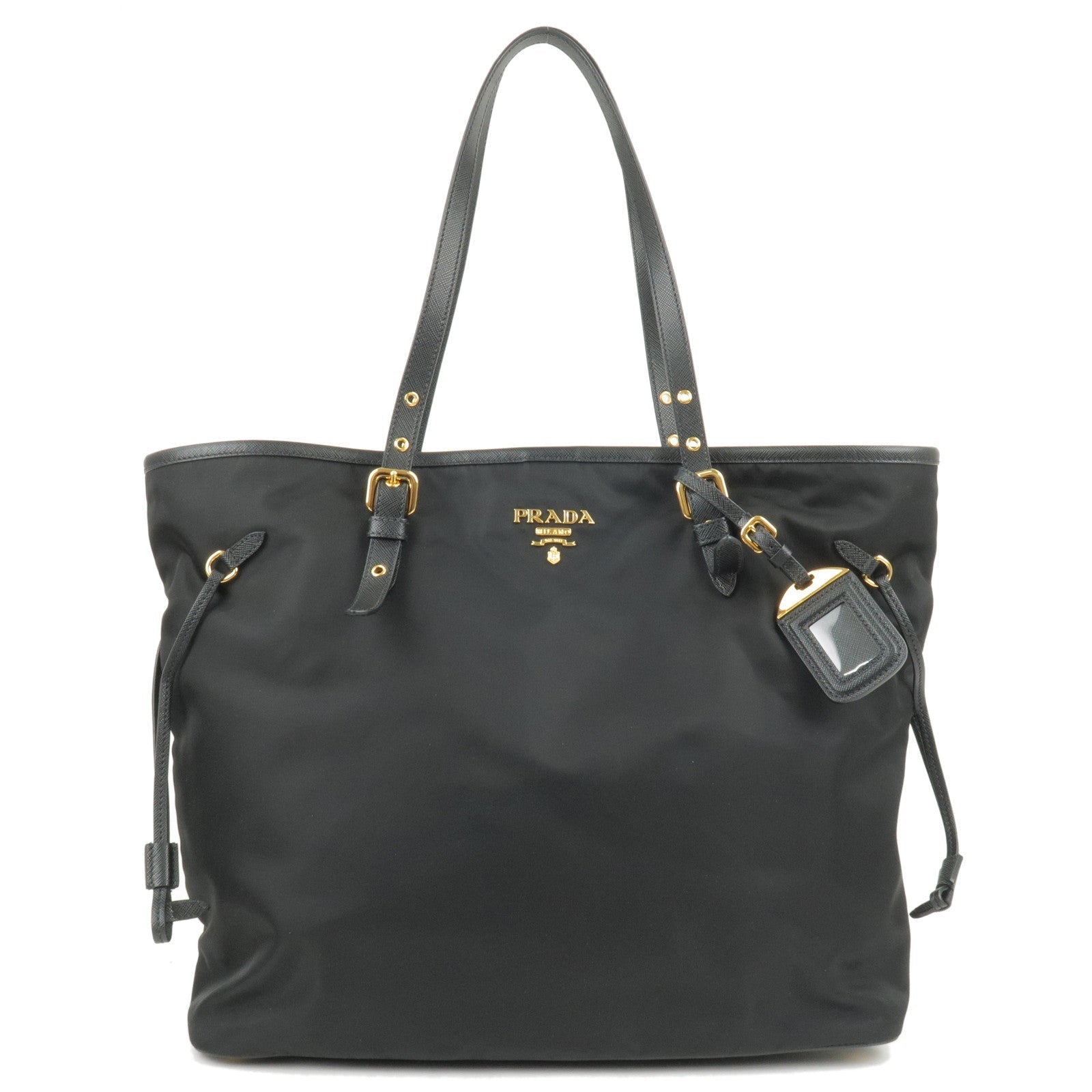 Prada Prada Logo Nylon Leather Tote Bag Hand Bag Black 35835 8