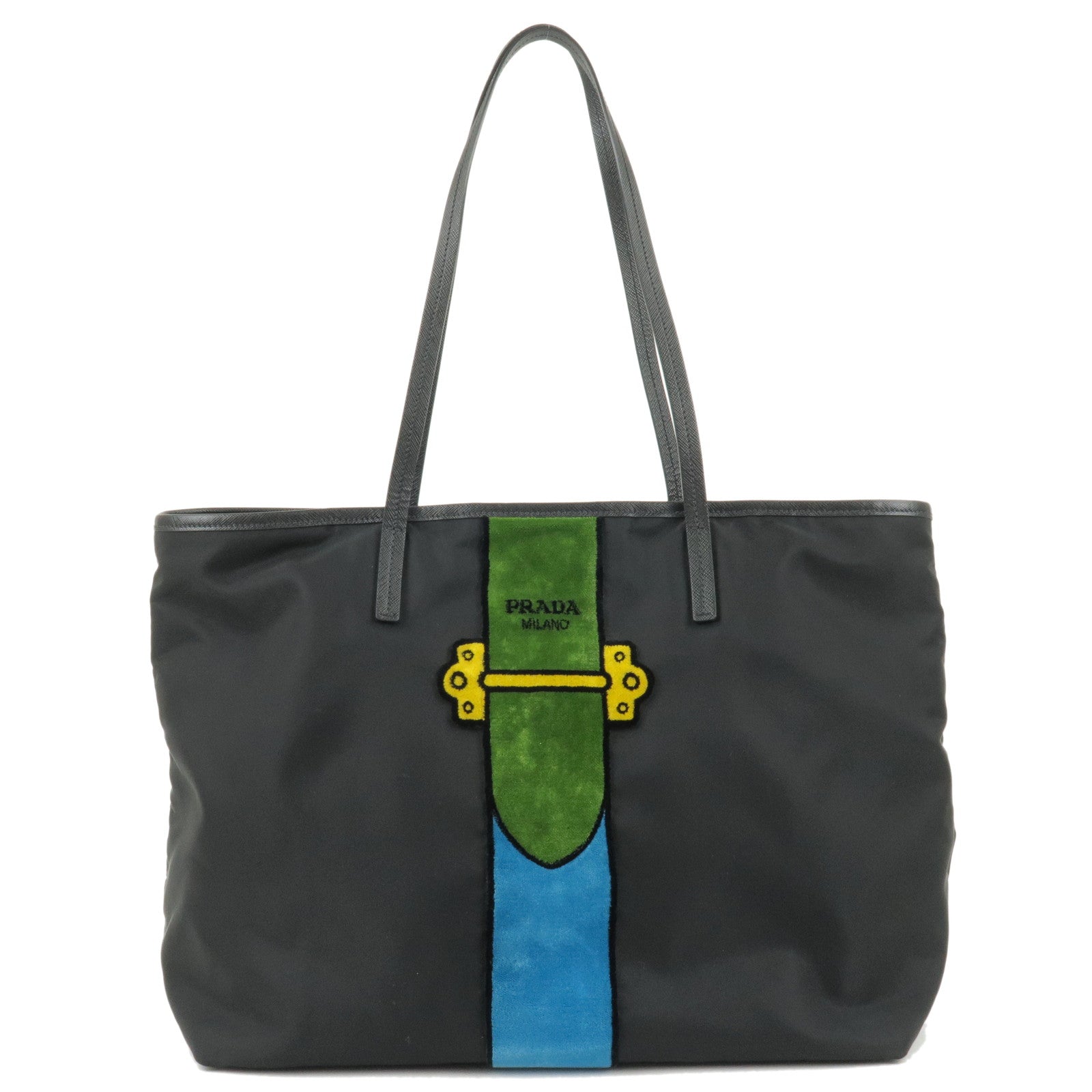Prada Prada Nylon Leather Velour Cayeron Pleuville Tote Bag