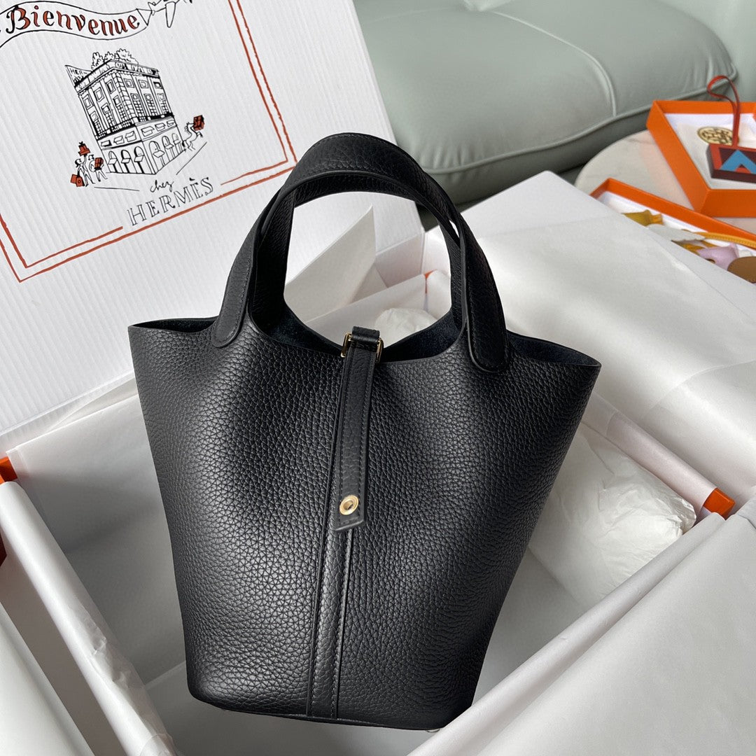 Top Quality Picotin Lock Bag For Women Black Travel Bag