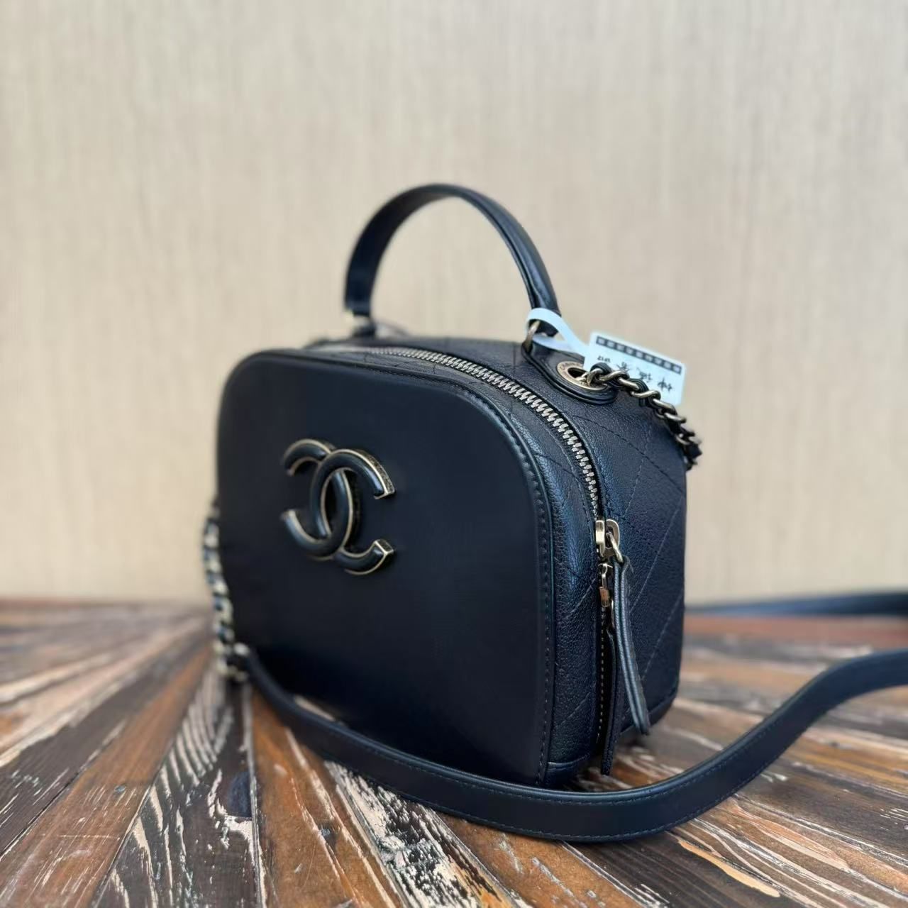Chanel Blue Coco Curve Vanity Case Crossbody bag Handle