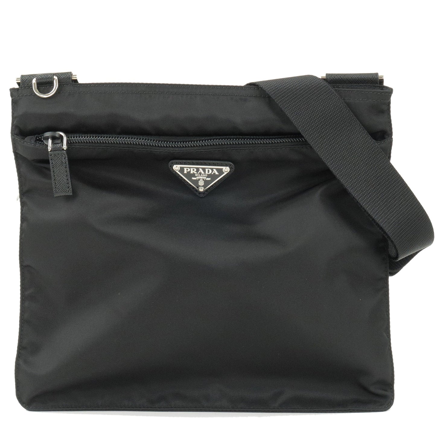 Prada Prada Logo Nylon Leather Shoulder Bag Crossbody Bag Black 35937 12