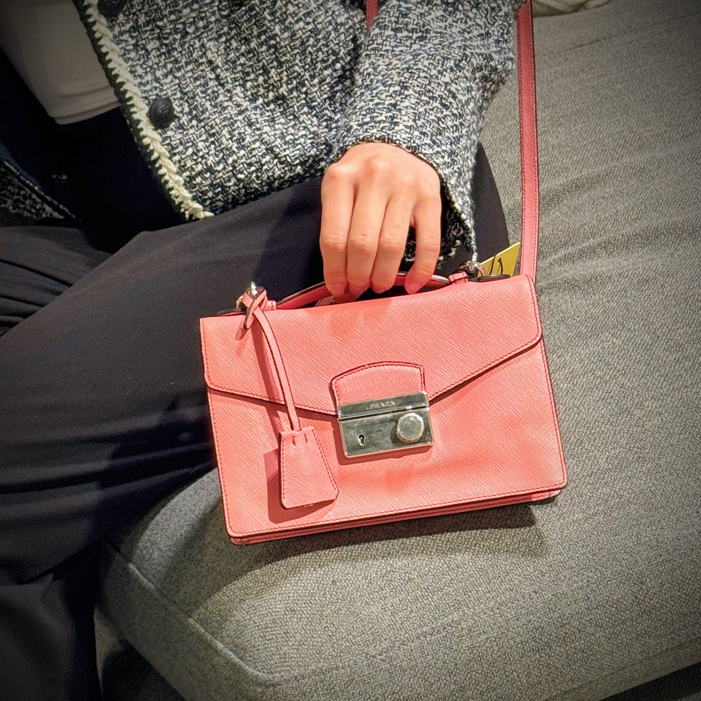 Prada Lux Sound Bag Tws Saffiano Mini Clutch Bag