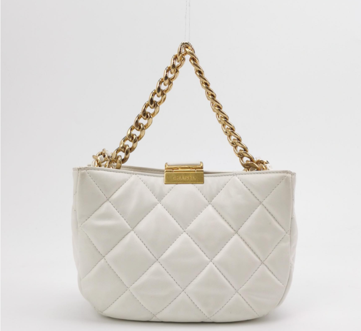 Chanel double C logo chain bag **cm white Sheepskin