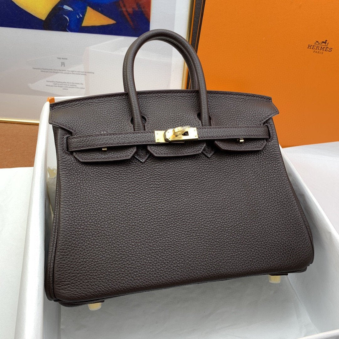 Top Quality Birkin Nata Swift Dark For Brown Gold Travel Bag