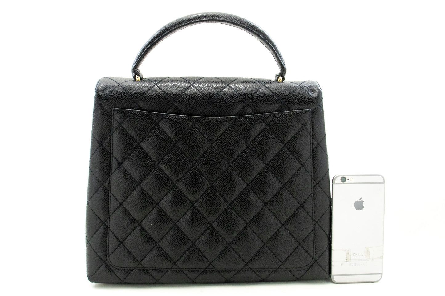 Chanel Caviar Handbag Top Handle Bag Kelly Black New Leather Gold