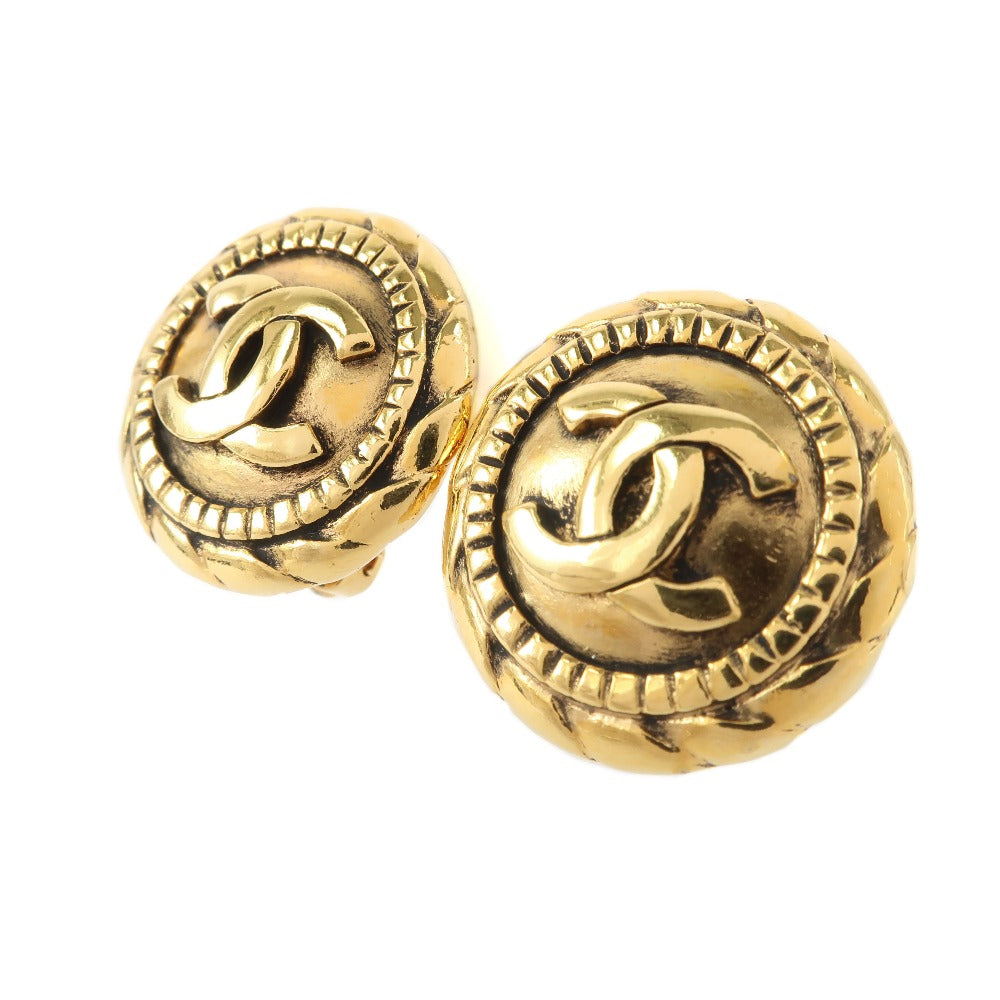 CHANEL Earring Plated Gold bronze   COCO Mark Women  