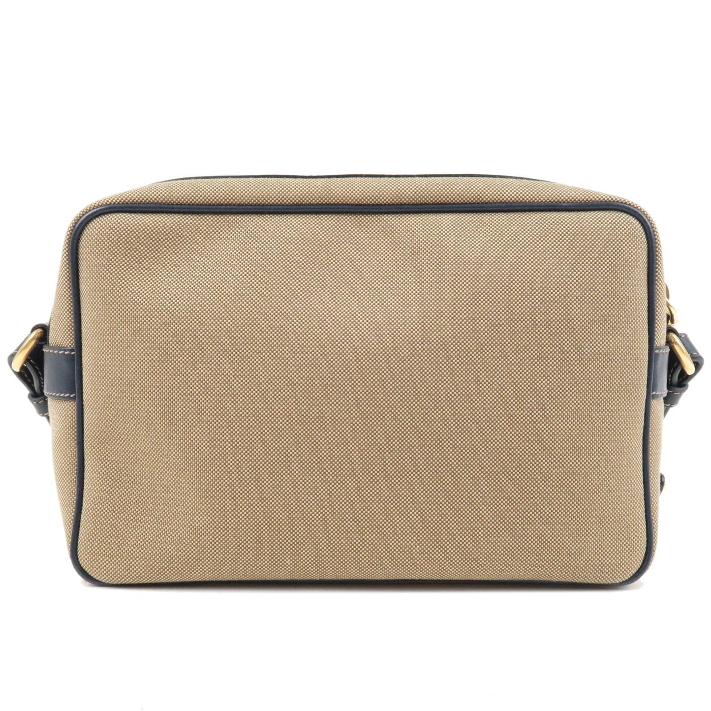 Prada Prada Logo Jacquard Leather Shoulder Bag Beige Navy