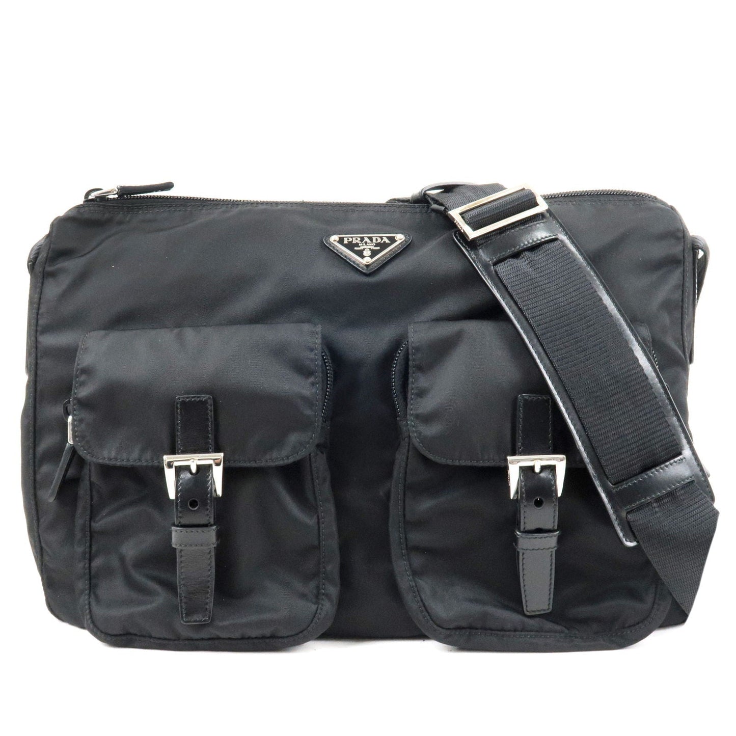 Prada Prada Logo Nylon Leather Shoulder Bag Nero Black Bt0644 36069 17