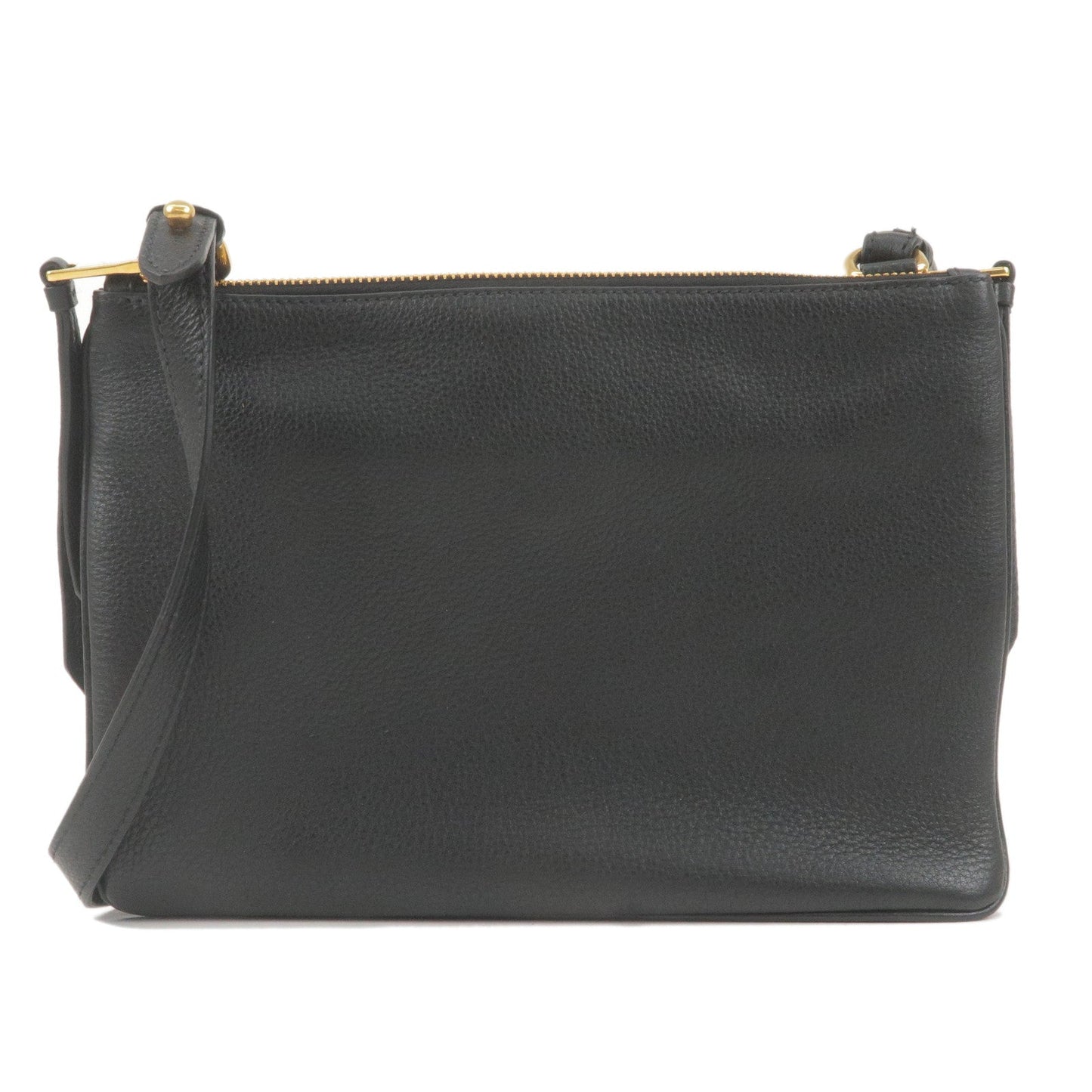 Prada Prada Logo Leather Shoulder Bag Gold Hardware Black