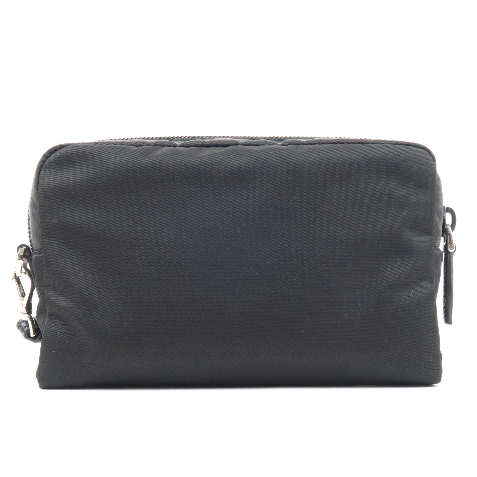 Prada Prada Logo Nylon Leather Pouch Clutch Bag Nero 1Ne021 36171 11