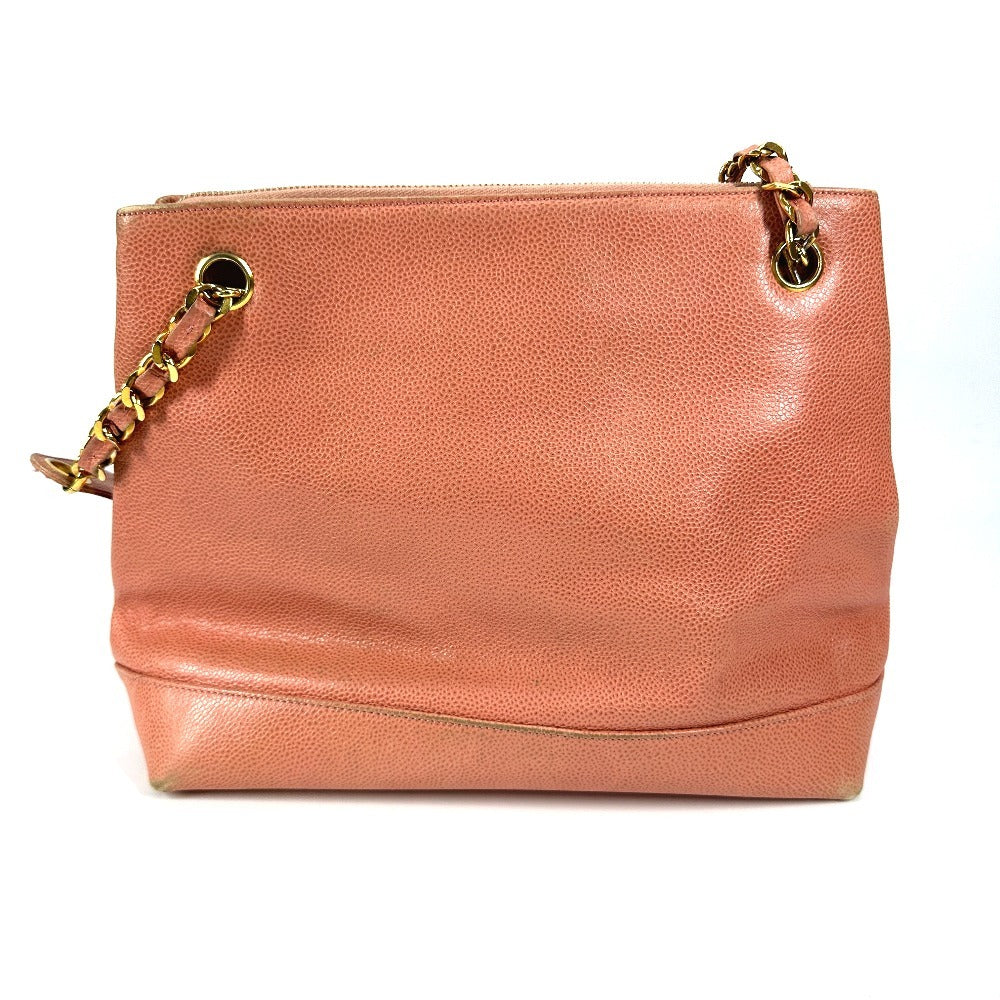 Chanel Caviar skin CC COCO Mark WChain Pink Shoulder Bag