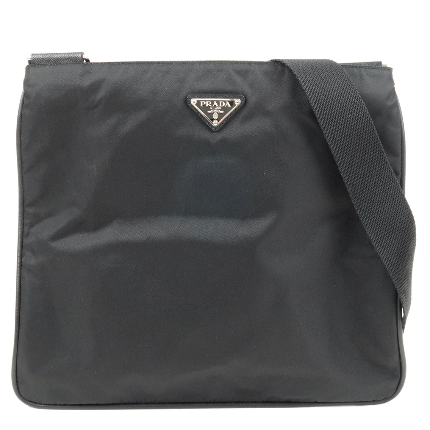 Prada Prada Logo Nylon Leather Shoulder Bag Nero Black Black 36200 5