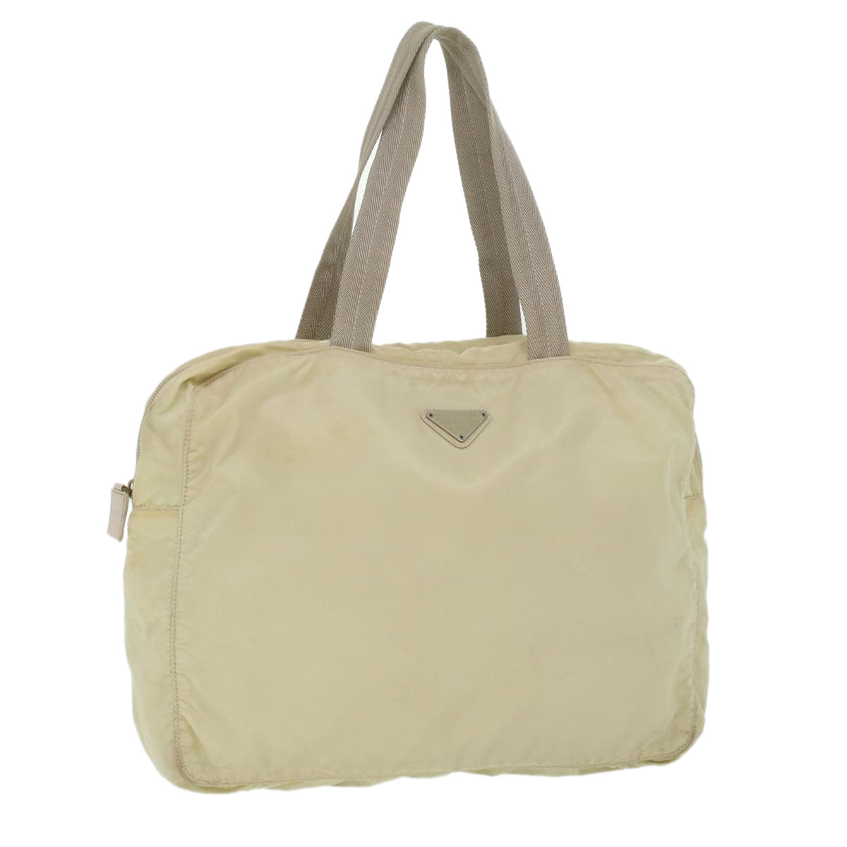 Prada Hand Bag Nylon Beige Travel Bag