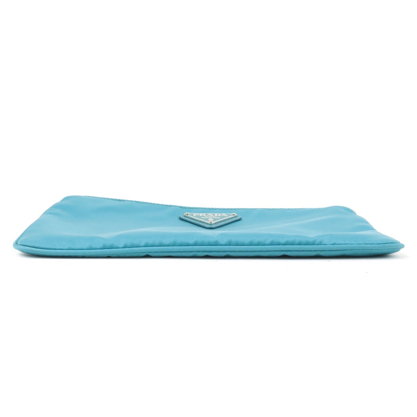 Prada Prada Logo Nylon Leather Clutch Bag Pouch Turquoise