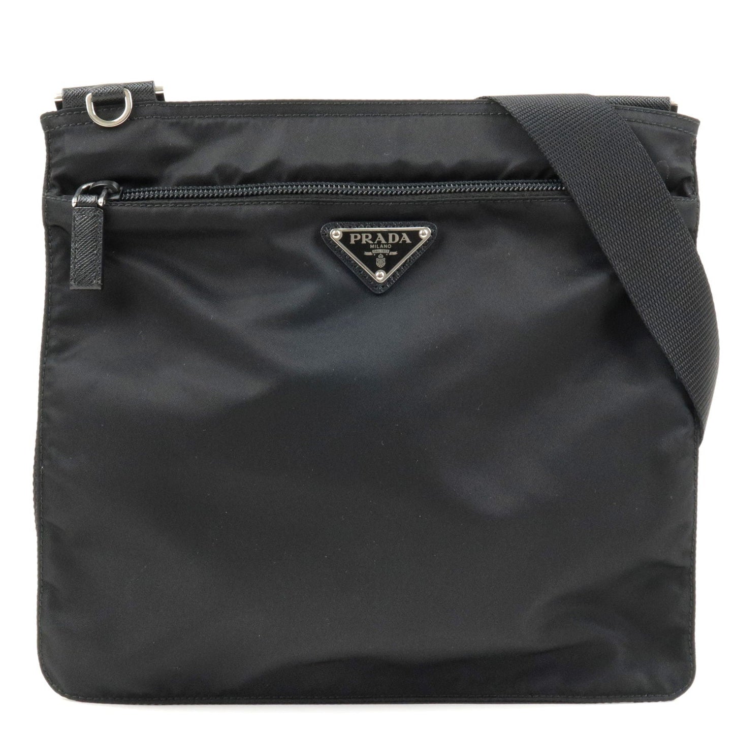 Prada Prada Logo Nylon Leather Shoulder Bag Purse Nero