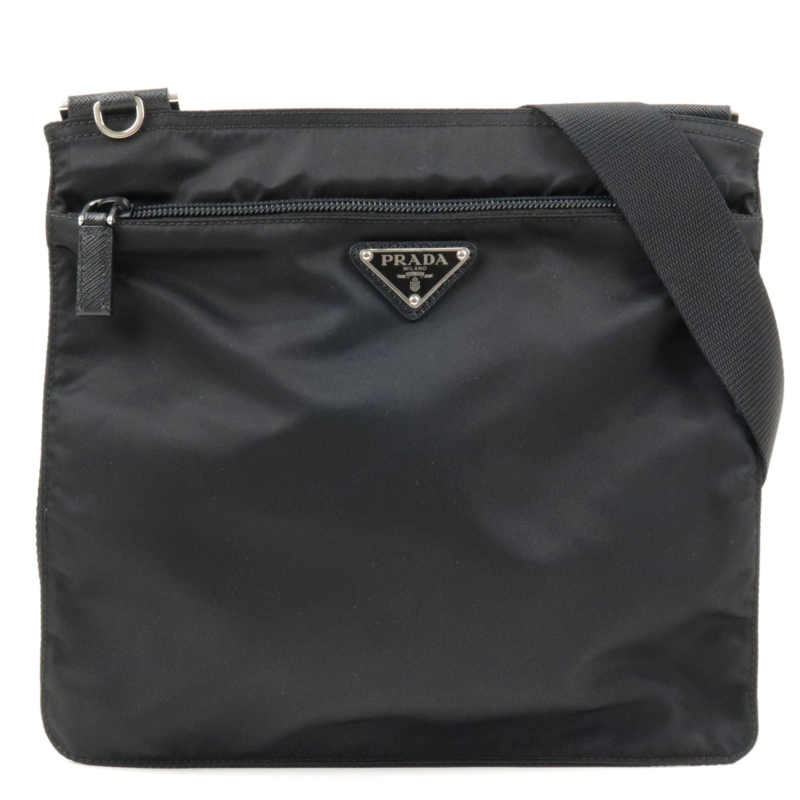 Prada Prada Logo Nylon Leather Shoulder Bag Purse Nero