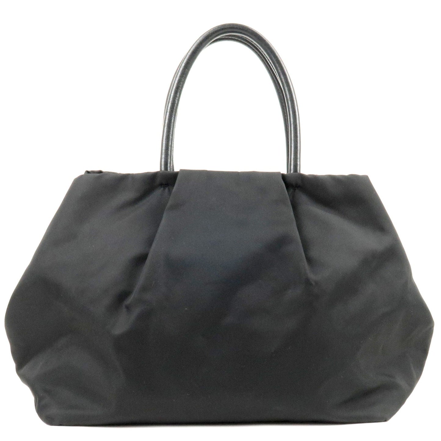 Prada Prada Logo Nylon Leather Ribbon Tote Bag Nero