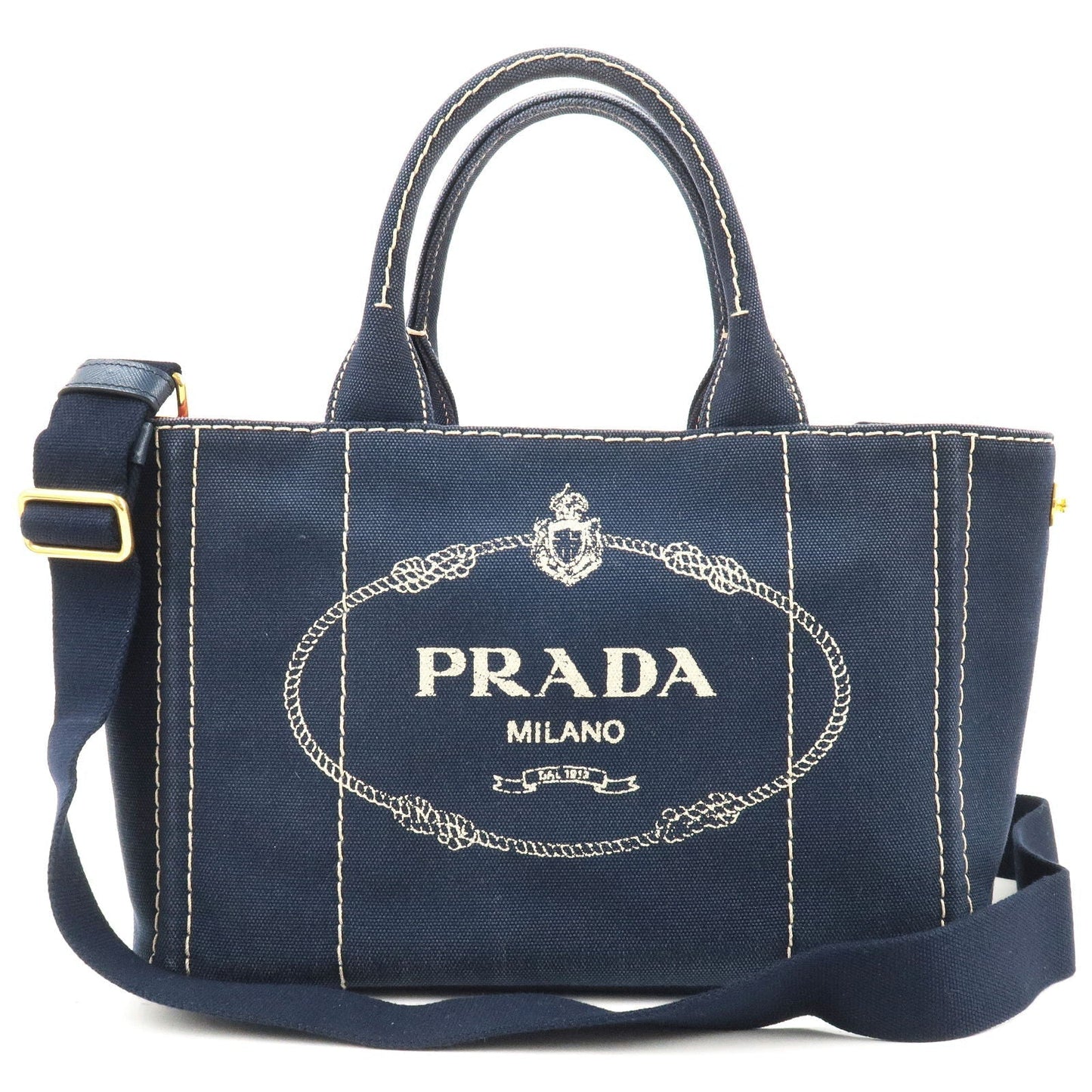 Prada Prada Canapa Mini Canvas 2Way Tote Bag Baltico