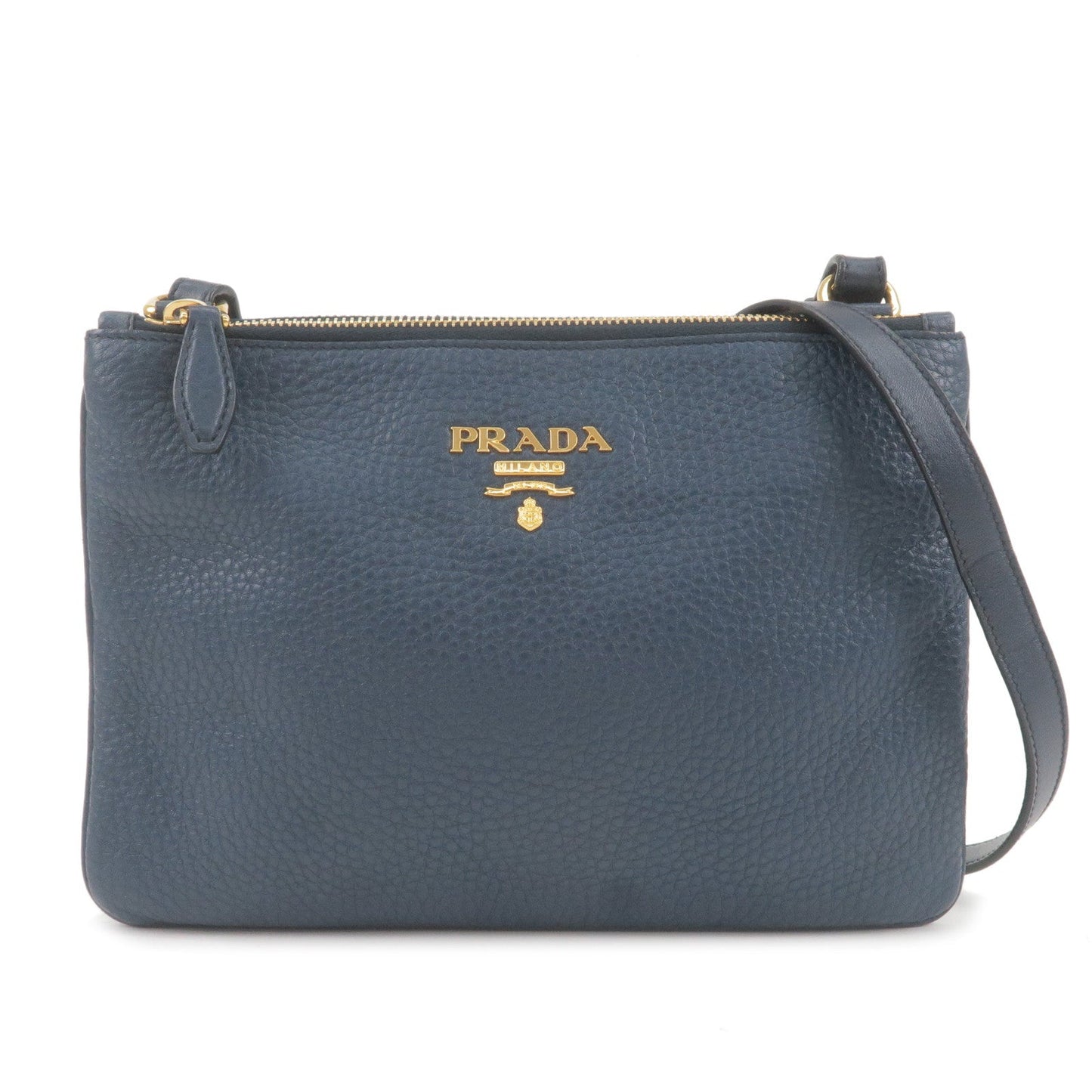 Prada Prada Logo Leather Crossbody Shoulder Bag Purse Navy Crossbody Bag