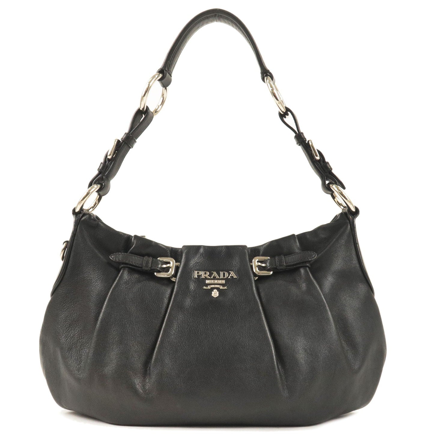Prada Prada Logo Leather Shoulder Bag Hand Bag Nero