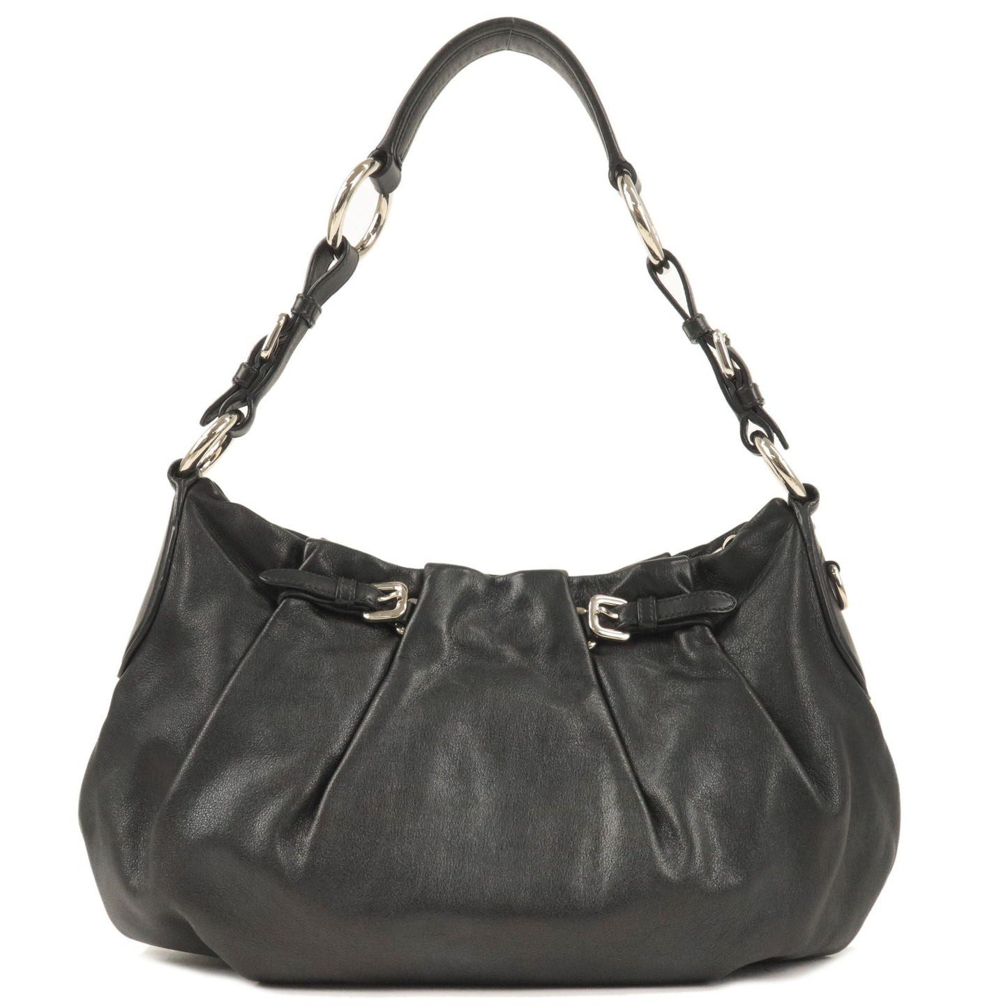 Prada Prada Logo Leather Shoulder Bag Hand Bag Nero