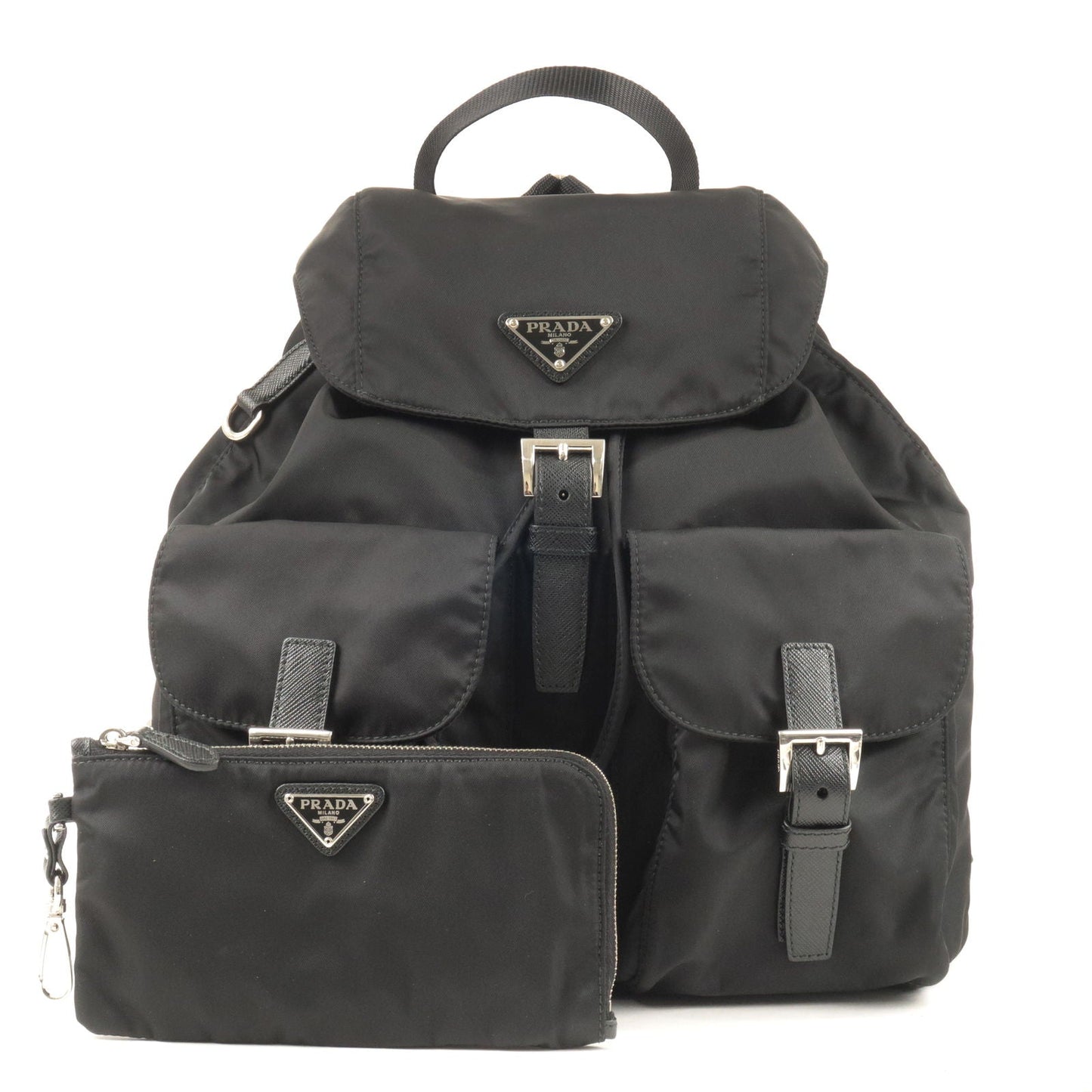 Prada Prada Logo Nylon Leather Ruck Sack Back Pack Travel Bag 1Bz811 36404 17