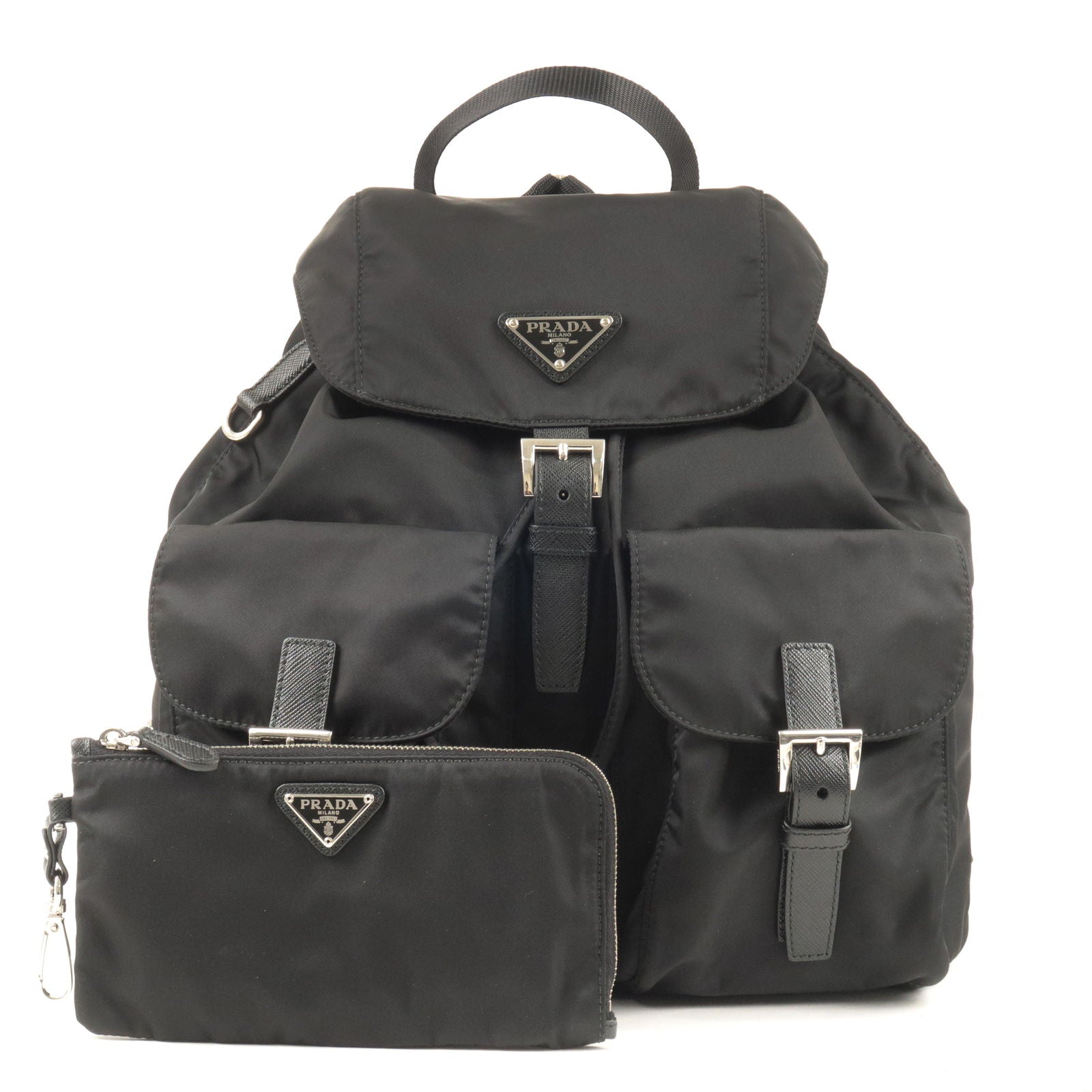 Prada Prada Logo Nylon Leather Ruck Sack Back Pack Travel Bag 1Bz811 36404 17