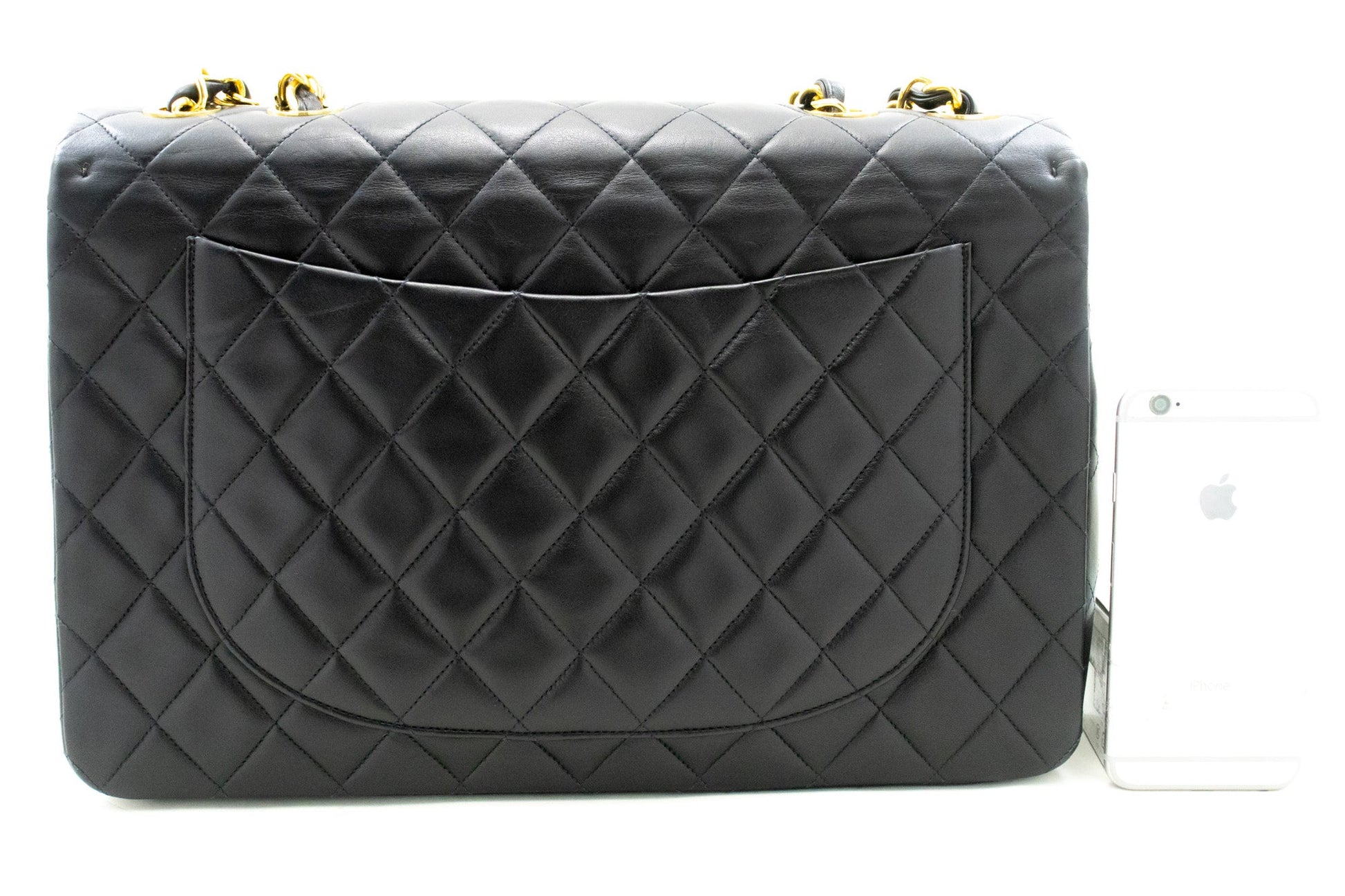 Chanel Classic Large " New Chain Shoulder Bag Black Lambskin