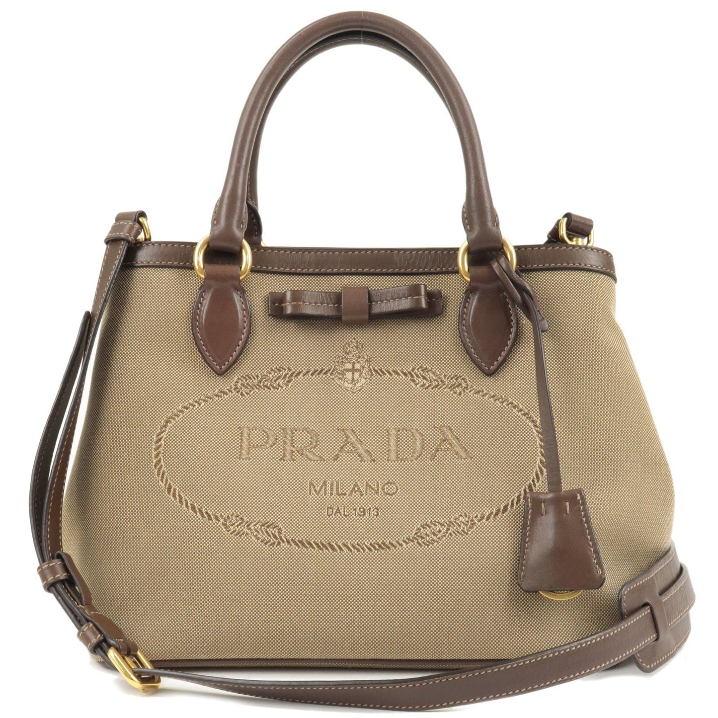 Prada Prada Logo Jacquard Leather 2Way Bag Hand Bag Travel Bag 1Ba579 36459 3