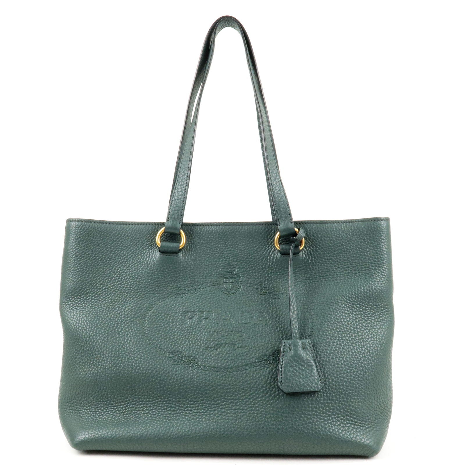 Prada Prada Logo Leather Tote Bag Hand Bag Green